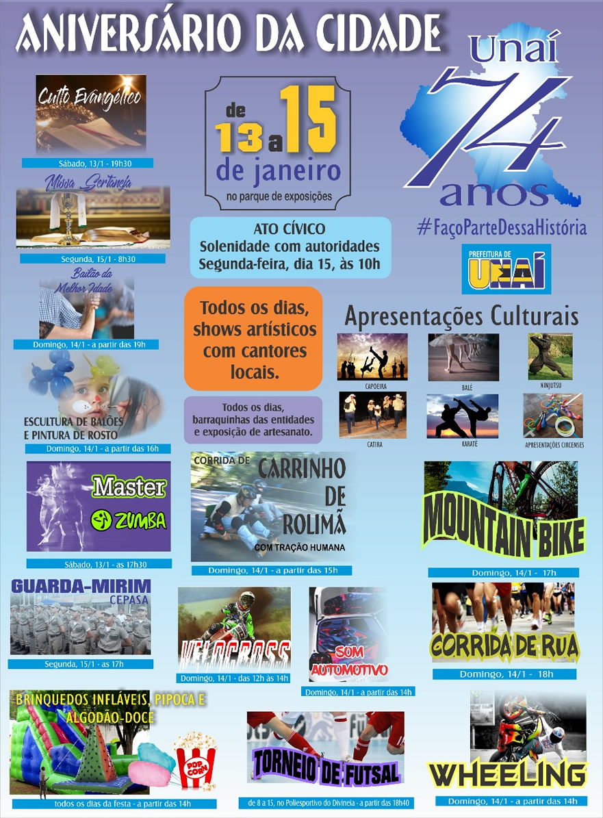 aniversario unai74anos programacao